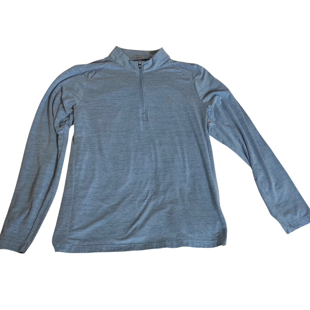 TravisMathew Mens XXL Blue Space Dye Striped Quarter Zip Pullover‎ Golf Shirt